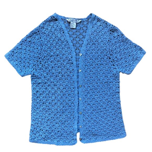 JohnPaulRichard Sweaters - Vintage John Paul Richard Crochet Button Up Cardigan Size Small